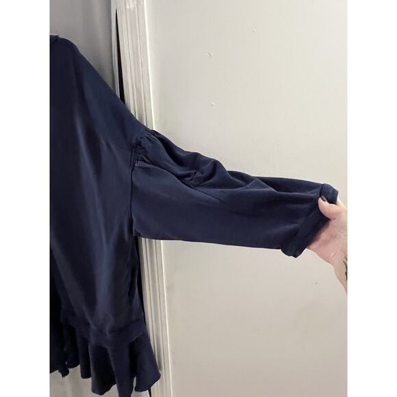 Free People Navy Blue Zander Mini Dress Oversized Layered French Terry Sz L - Picture 3 of 9